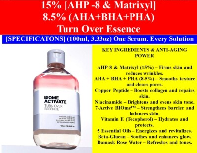 15% [AHP -8 & Matrixyl] & 8.5% (AHA+BHA+PHA) Turn Over Essence (100ml)