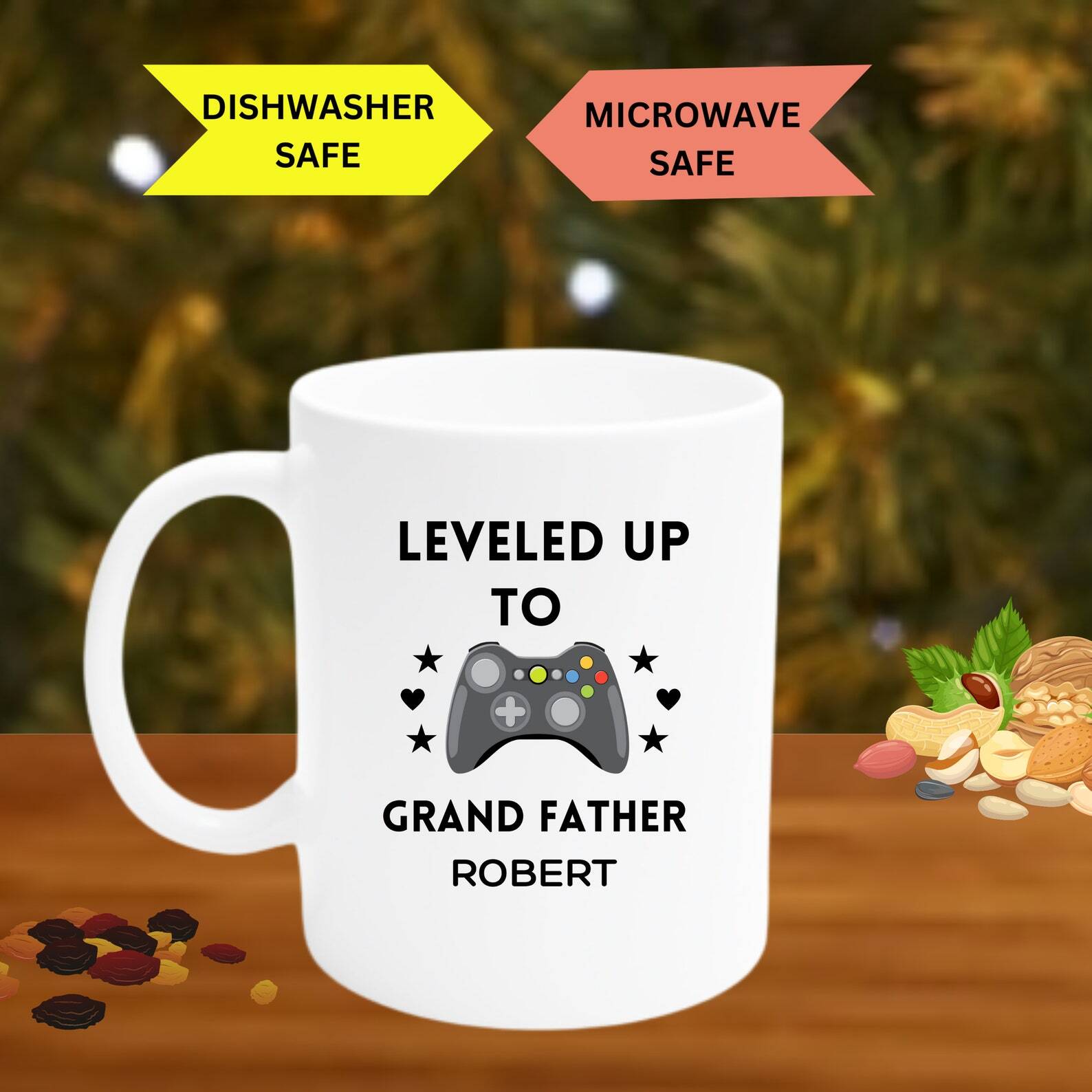 Leveled Up To Grandfather Gift Custom The Grandfather Mug The Grandfather Coffee