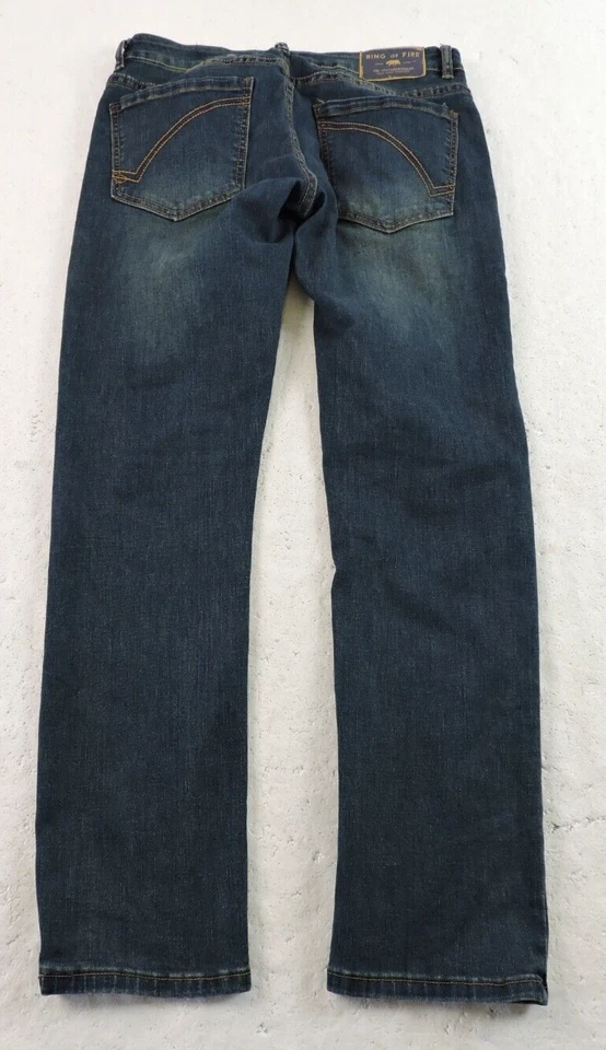 Pantalones de mezclilla azules lavados Ring Of Fire West Coast para hombre 30x30 calce ajustado bigotes Foto 2 de 4