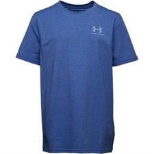 Under Armour Junior Boys Charged Cotton Blue Marl Top New (Sizes From 6-20 Yrs)