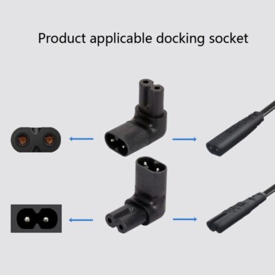 IEC 320 C7 to C8 90 Degree Up Down Angled Right Angle AC Adapter Extension