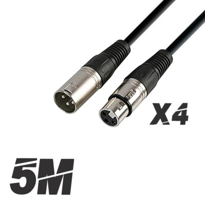 4x Roar 5 m Mikrofonkabel PA Soundsystem Audio Studio DJ XLR auf XLR
