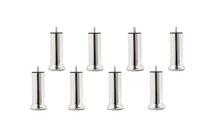LOT DE 8 PIEDS DE SOMMIER TAPISSIER ET DE LIT ACIER CHROME 15 CM AVEC SOCLE - Photo 1/4