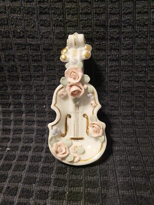 Lamore China Porcelain Bisque Guitar Violin Occupied Japan Pink Gold White