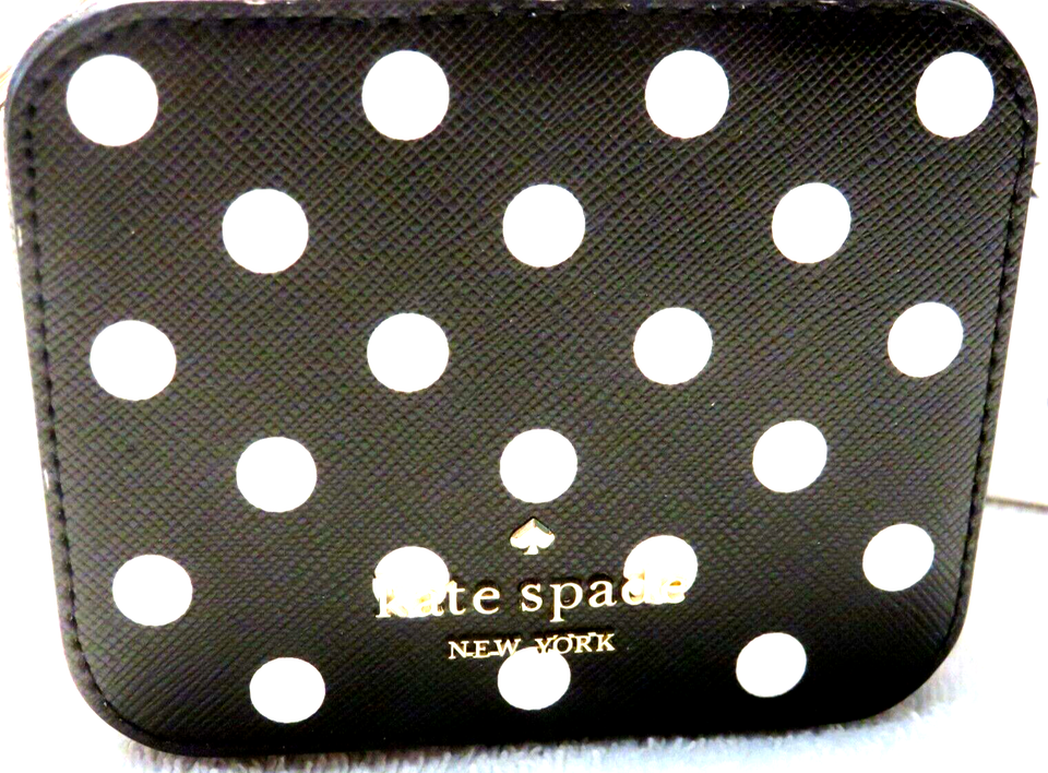 Authentic Kate Spade Travel Jewelry Box Case K7236 Black White Polka