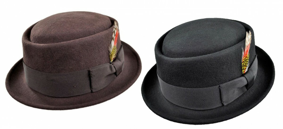 Sombrero Rockabilly retro Feather Pork Pie años 30 40 con pluma sin forro