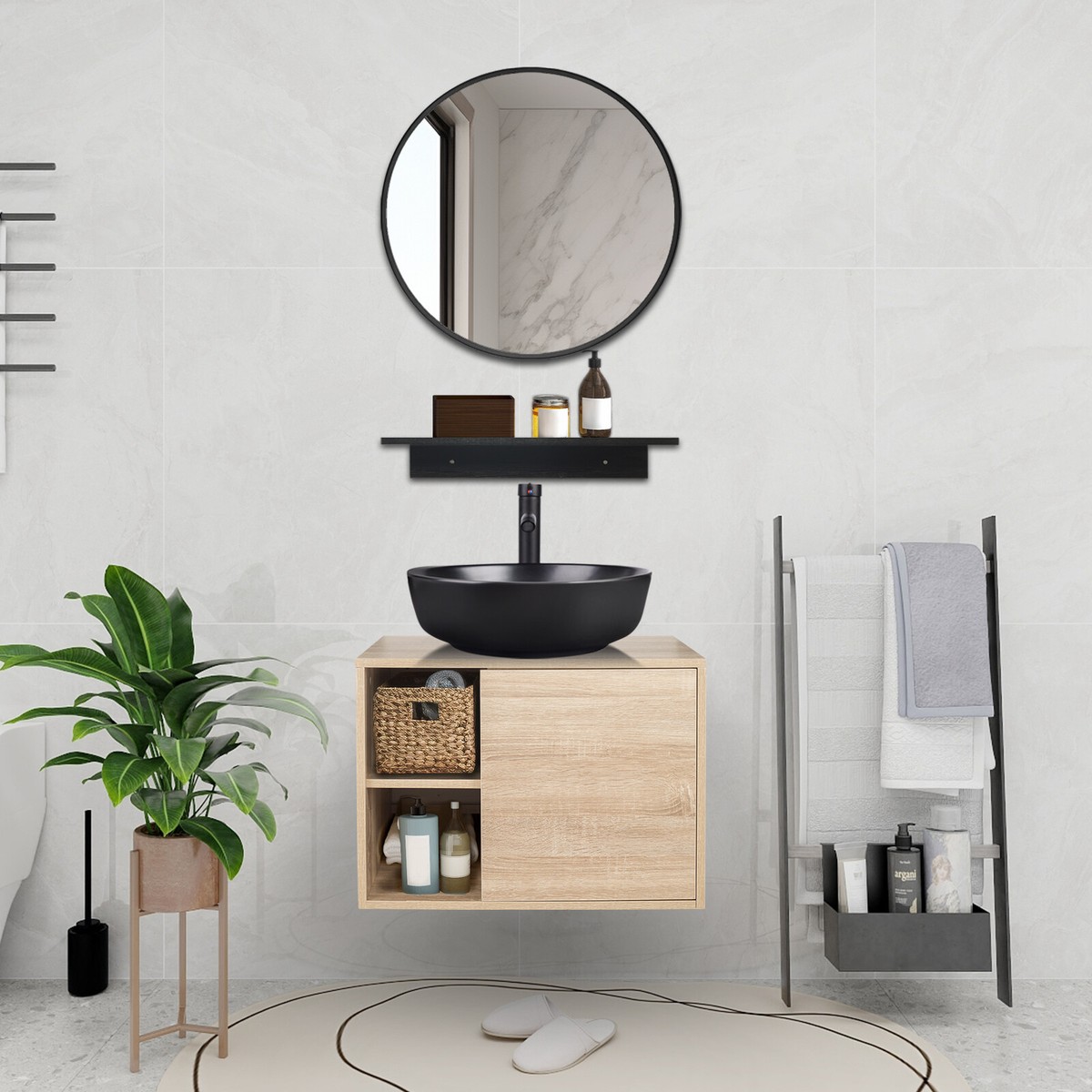 Yozma 24 inch Floating Bathroom Vanity with Single Sink, Modern Wall