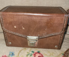 Vintage Brown Vinyl Hard Camera Case with Strap 7" x 4 3/4" x 3"