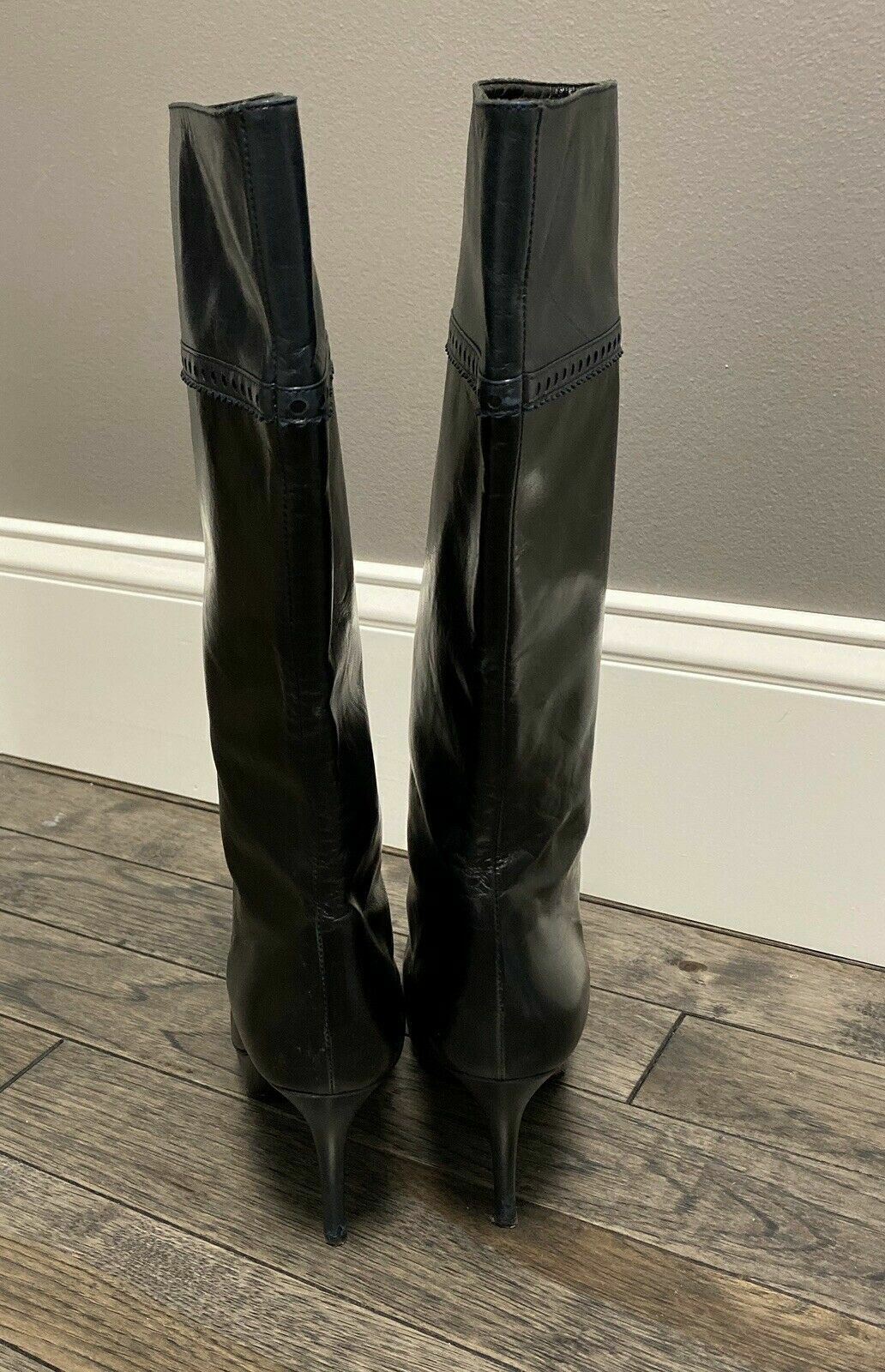 Stivali donna Yves Saint Laurent Tribute Platform 38 5 pelle blu nero 8 5