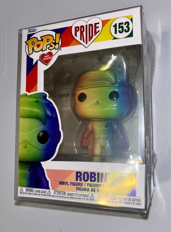 Funko Pop! DC Heroes: Pride - Robin Rainbow Glitter #153 in Pop Protector