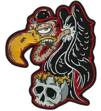 BUZZARD BIRD SKULL EMBROIDERED PATCH ||2PC  IRON ON OR SEW ON   4"x3"