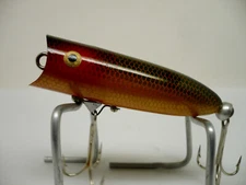 Unknown Vintage Fishing Lure Chugger Spook Copy Herters? Perch Color Clean