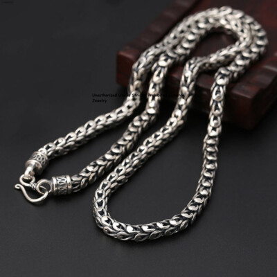 Solid S925 Sterling Silver Chain 7mm Phoenix Tail Link Necklace 20