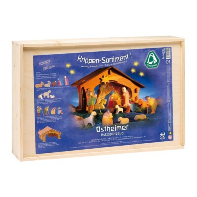 Ostheimer Nativity Set I No. 6020 13-piece Wooden Figures Christmas Crib