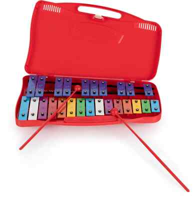 Sopran Glockenspiel Xylofon Chromatisch Paar Schlägel Koffer Rot Orff 25 Töne