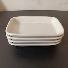 Set Of 4 Never Used White Ceramic Oven To Table Individual Lasagna Dishes