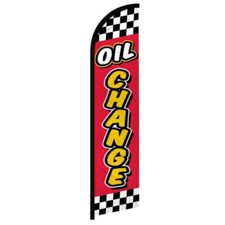 Red Checkered Oil Change Windless Advertising Banner Flag Oil Change Services