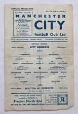 MANCHESTER CITY RESERVES v BOLTON WANDERERS RESERVES 1963/64 12/10/1963