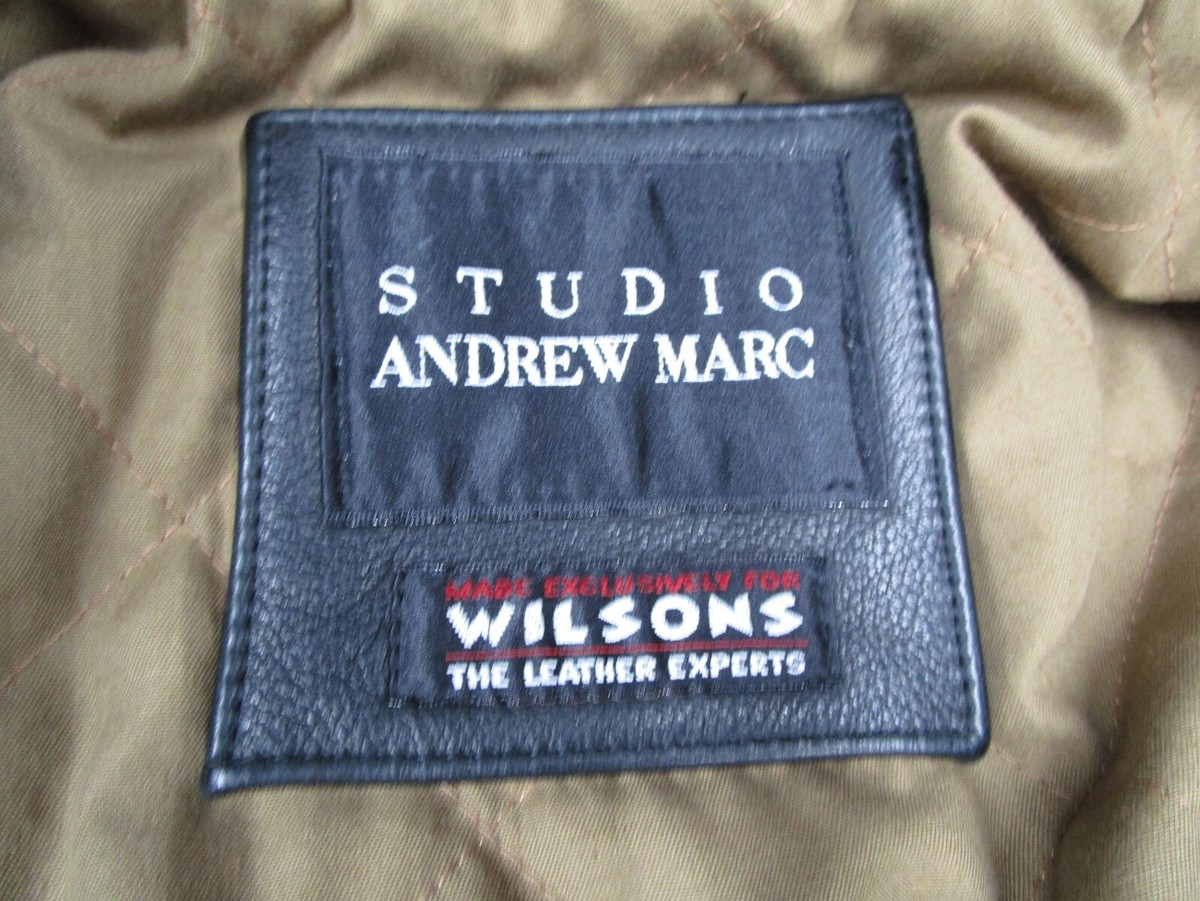 wilsons studio andrew marc”本革レザー jacket Wilsons Studio Andrew Marc Jacket Men Medium Black Leather Button