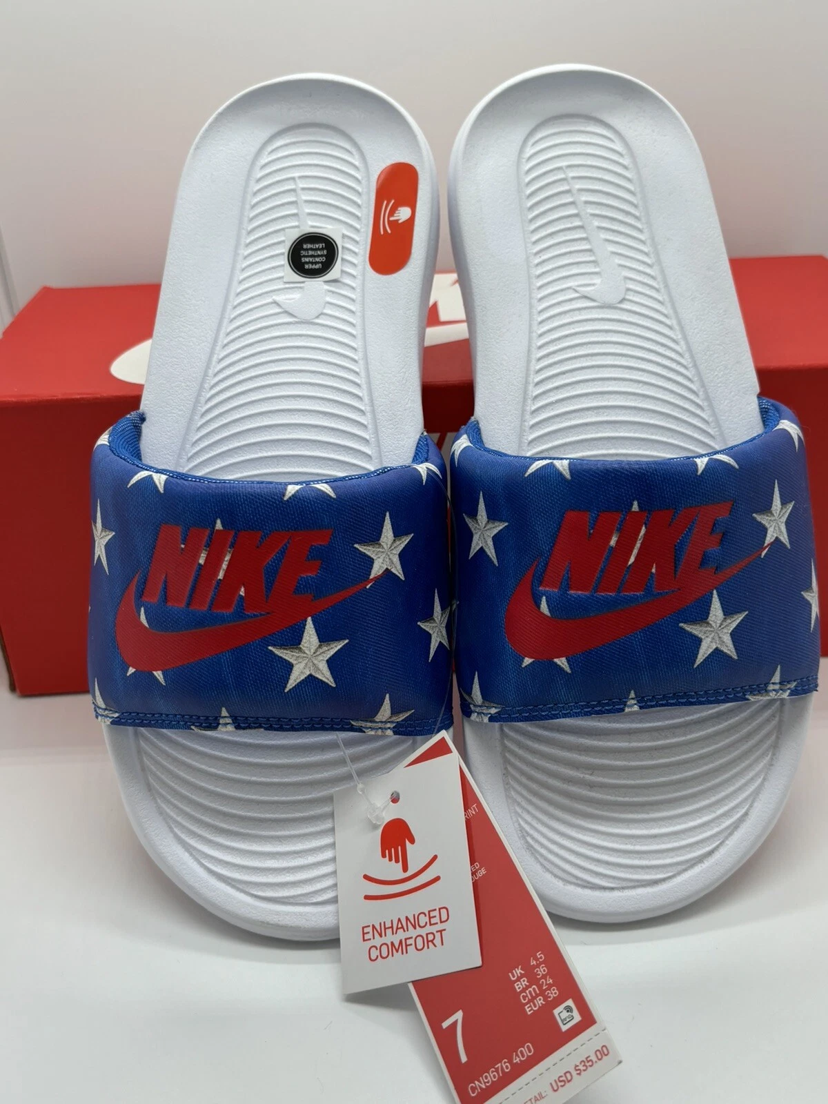 Nike Victori One Slide Print CN9676 400 Patriotic Slides sandali scarpe donna 7