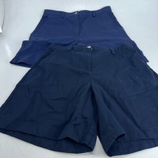 2 Pair Liz Claiborne Navy Blue Flat Front Shorts Size 14