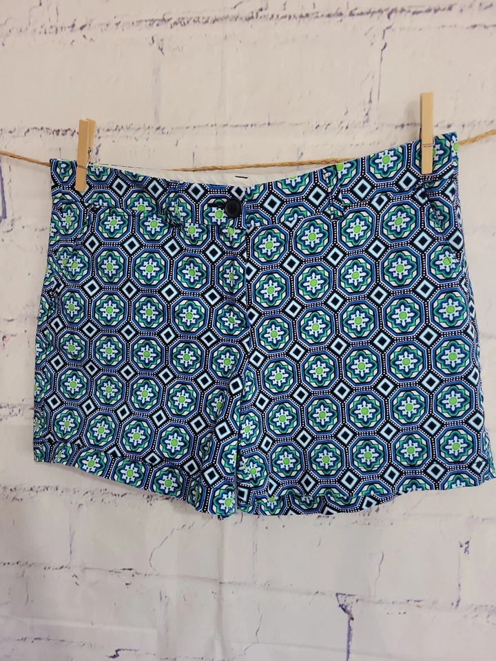 Pantalones Cortos Crown & Ivy Multicolor Geométricos Talla 10 Algodón Sarga 4 Bolsillos Cremallera Foto 2 de 4