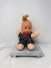 1989 Magic Nursery Baby 13" Doll in Black Polka Dot Outfit by Mattel