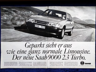Saab 9000 2,3 Turbo, originale Werbung aus 1991  Großformat