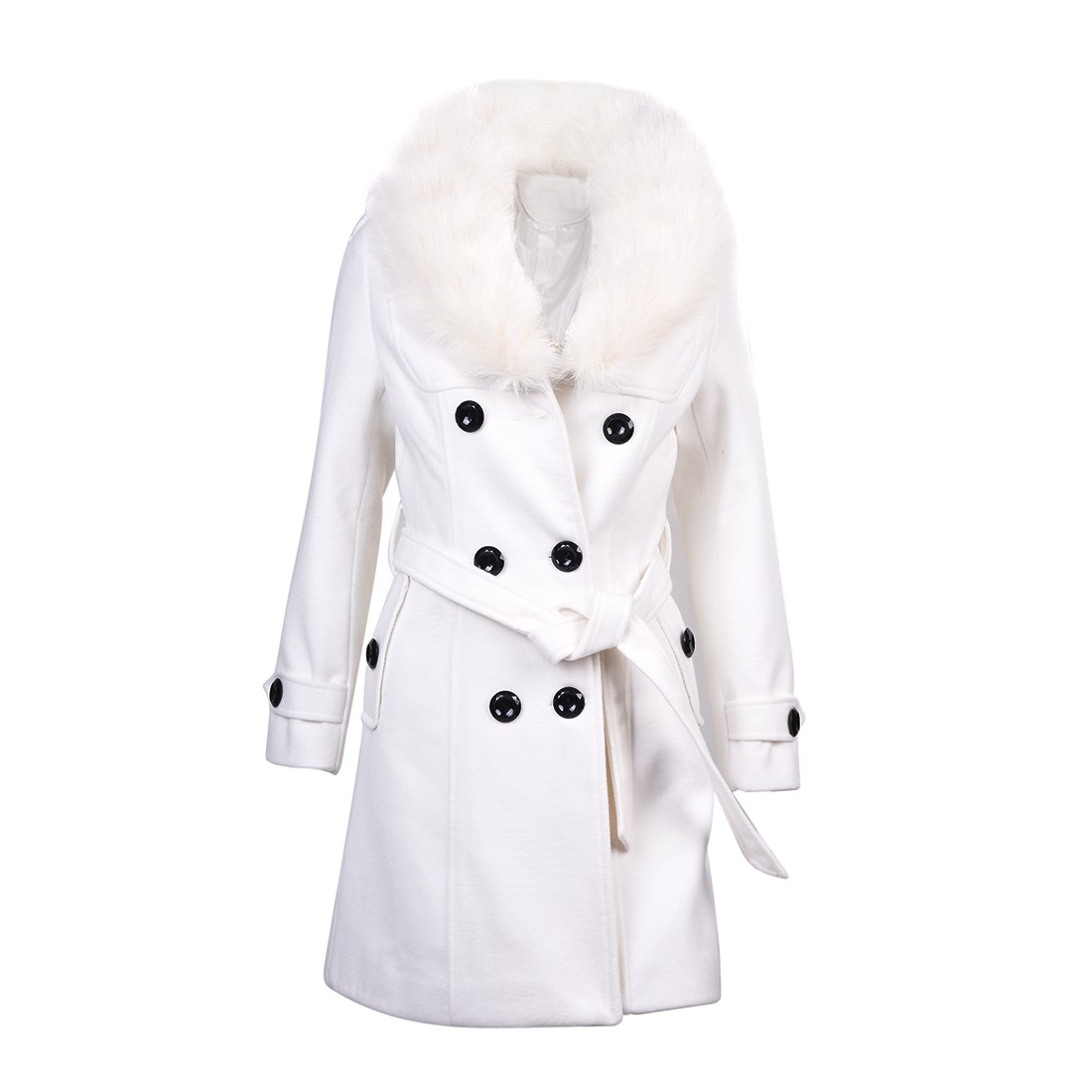 FILA Donna sottile due file trench parka pelliccia cappotto invernale giacca L W9570