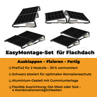 Flachdach Solarhalterung Meinwatt Set 2 Module SüD/Ost-West Schwarz Vormontiert