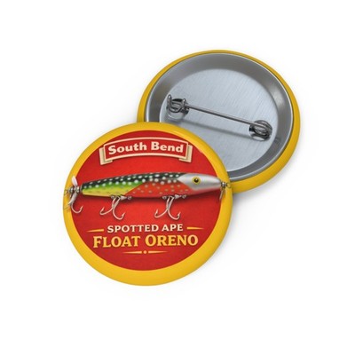 South Bend Spotted Ape Float Oreno Fishing Lure Pin Vintage Style Pinback Button