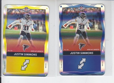 2 - 2025 Uno Alt JUSTIN SIMMONS Foil SP Yellow + Blue Falcons #156