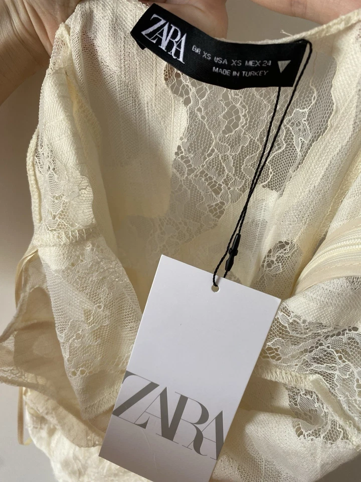 ♥️NEU ZARA LIMITED EDITION KLEID ZART SPITZE DURCHSICHTIG CREME STRANDKLEID - Bild 4 von 4