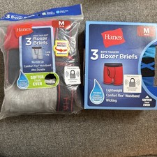 New Hanes Boys Tagless Boxer Briefs Underwear size M 10-12 6 Pair Lot