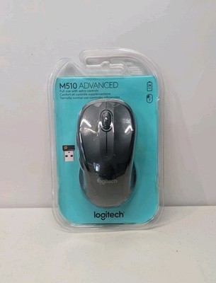 Logitech M510 Advanced Wireless PC Mouse Black USB Receiver Ergonomic NIB 