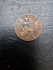 1917 FARTHING 1/4d BRITISH BRONZE COIN-KING GEORGE V - FARTHING COIN good condit
