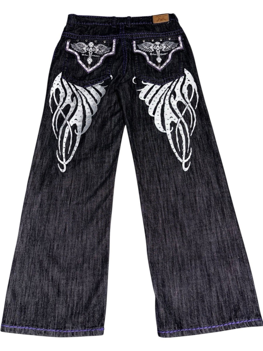 38 Victorious Urban Couture Jeans Baggy Cross Studded Embroidery