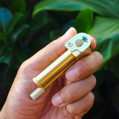 Shaka Pipe Enamel Pineapple Unique Brass All-in-One Stash & Poker Made in USA