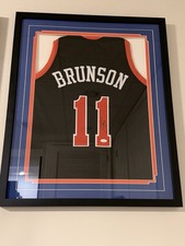 Jalen Brunson Signed New York Knicks Basketball Jersey, Framed + JSA Certified 