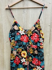 Leana Mode: Women’s Maxi Dress, Gold metallic Vibrant Floral Pattern, Size 12-14