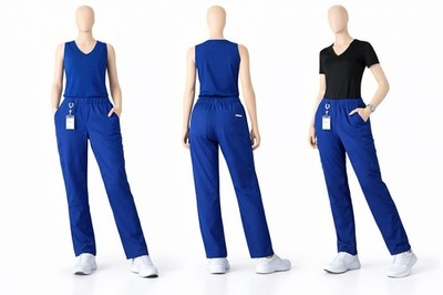 Resurge Butter-Soft Women s Royal Blue Scrub Pants Size L Modern Fit Stretch Ela