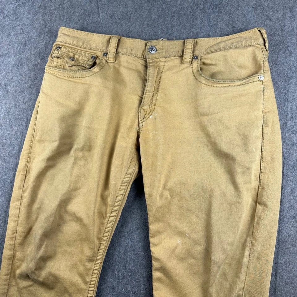 Y2K True Religion Men Jeans Size 40x29 Actual Tan Grunge Skater Stitched Pinkman - Image 4 of 4