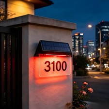Solar Address Number Light Outdoor House Door Plate Garden Yard LED