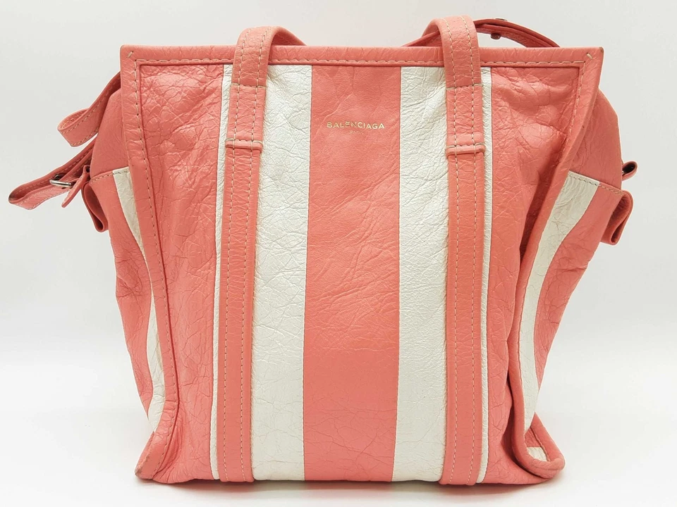 Balenciaga Bazar 2 Way Pink White Leather Shoulder Tote Bag Do0625pxzde