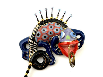 Vtg CHAMELEON LIZARD Brooch CYNTHIA CHUANG & ERH-PING TSAI Artisans JEWELRY 10