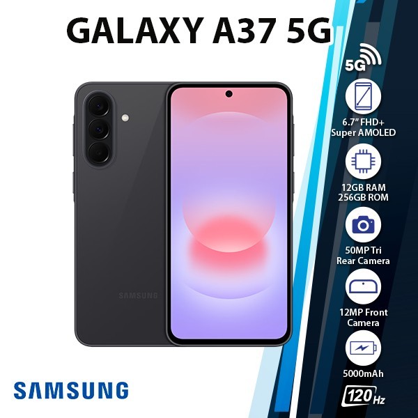 Samsung Galaxy A37 5G Android Cell Phone (12GB+256GB/CHARCOAL/Dual