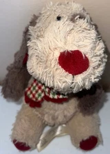 Animal Adventure Plush Dog with Holiday Scarf Red Nose 9 Inch Superb EUC! 🍀