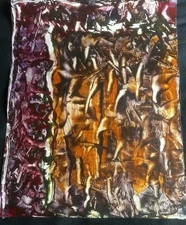 Signed , One Of A Kind,  Abstract Wood Block Print, Unframed