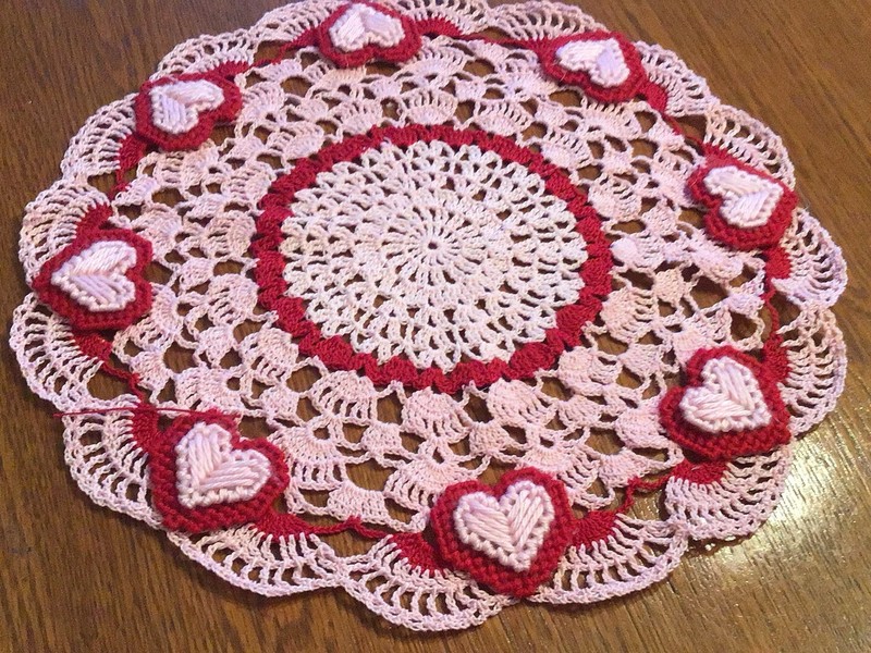 Brand New Hand Crocheted Valentine Doily