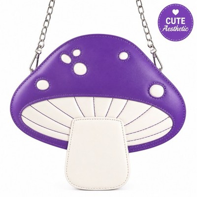 Purple Mushroom Crossbody Bag Cute Aesthetic Purse Shoulder Bag